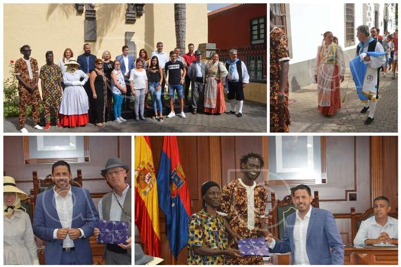 Foto de familia y recepción en el Ayuntamiento a los grupos participantes en el festival (Foto TA)